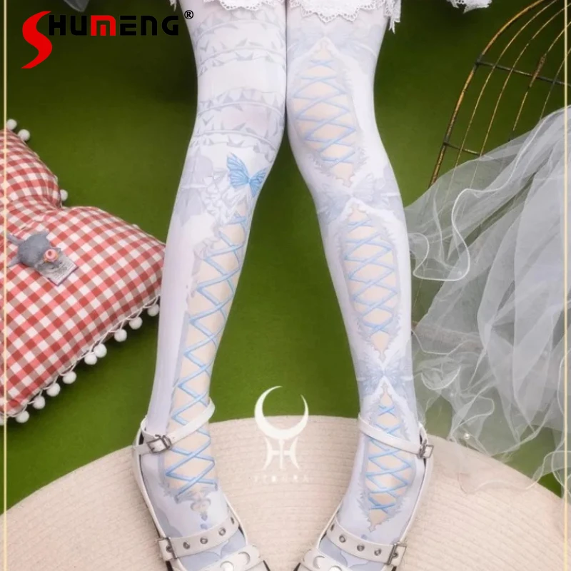 

Summer Japanese Original Digital Printing Stocking Lolita Pantyhose Sweet Cute Style Tights Universal in All Seasons Y2k Hosiery