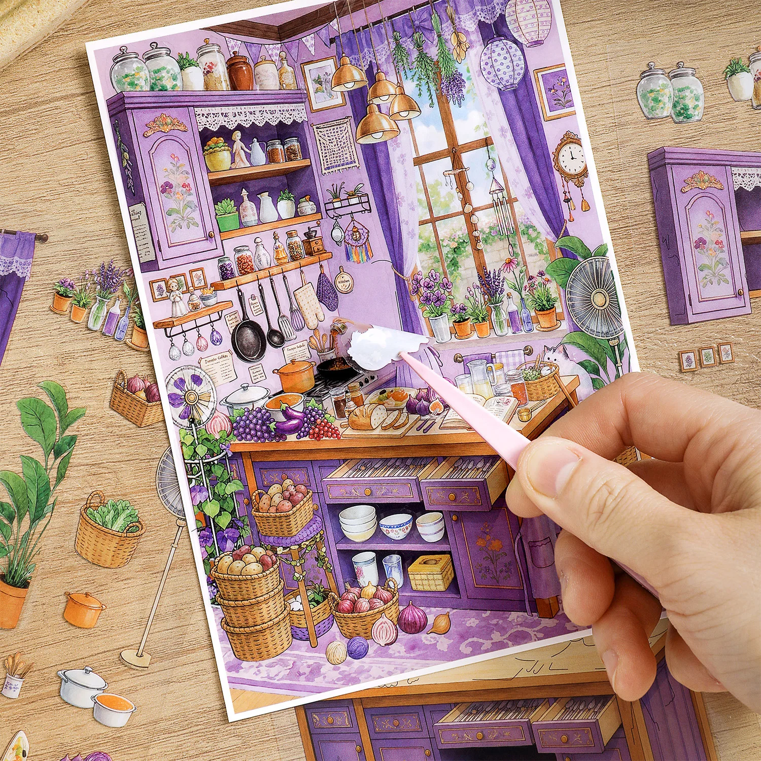 Kawaii home life 3D Kitchen Life Landscape Sticker DIY Pocket Cabin Scene festival gift