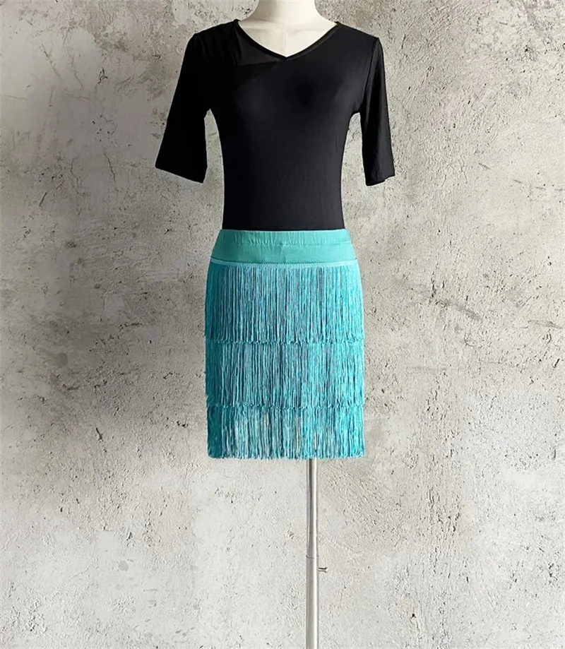 กระโปรงเต้นลาตินผู้หญิง 3 ชั้น แต่งพู่ห้อย สีใหม่ปี 2026 ไซส์ใหญ่ 5XL เซ็กซี่ สำหรับเต้นรูมบา แซมบ้า