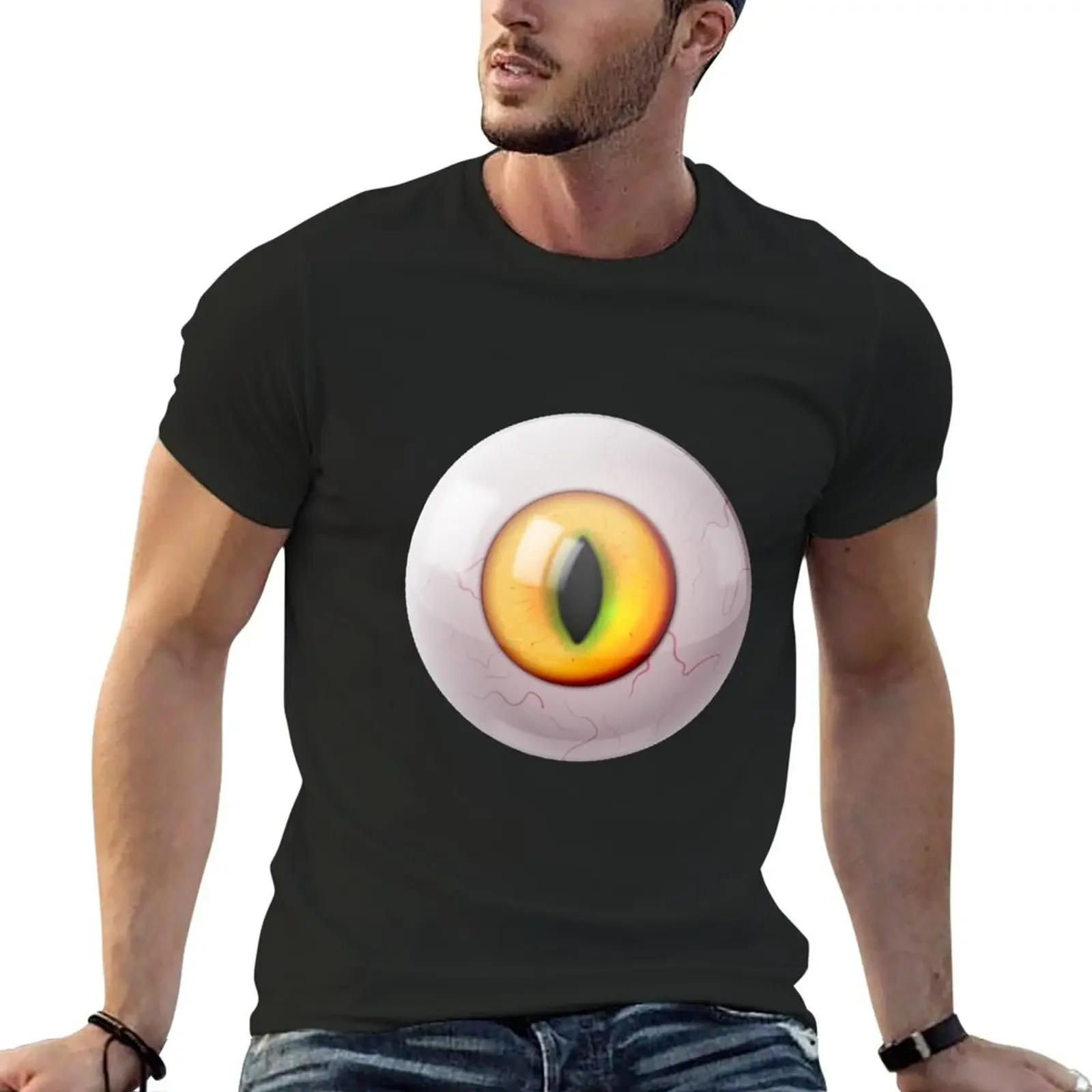 Realistic round eye with elongated pupil T-Shirt tees tops mens plain t shirts