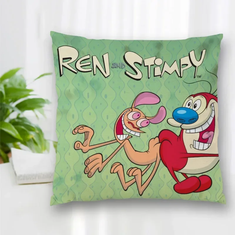 Hot Sale Custom Decorative Pillowcase Ren and Stimpy Cartoon Square Zippered Pillow Cover Best Nice Gift 20X20cm 35X35cm 40x40cm