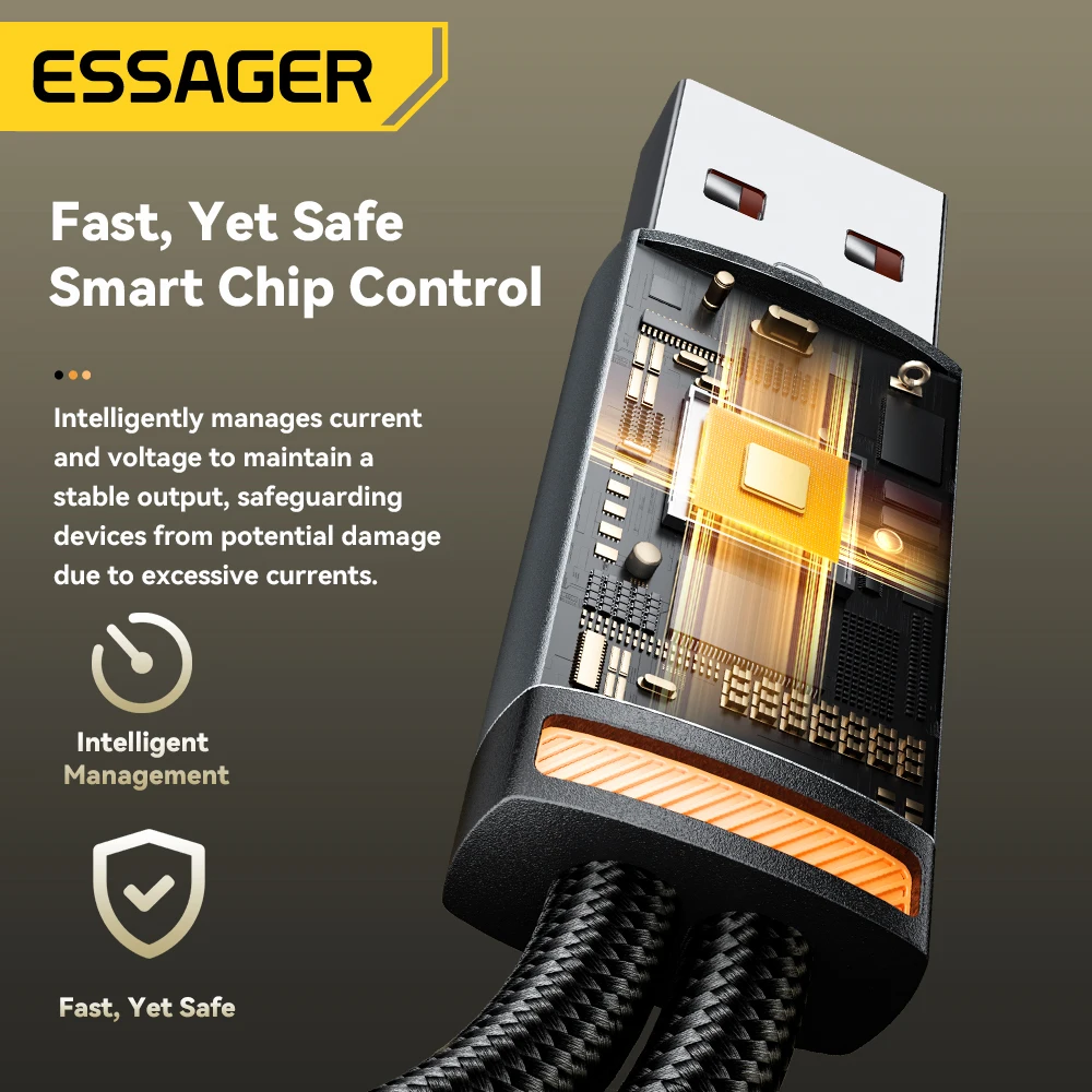 Essager 2 в 1, двойной USB-кабель типа C, 7 А, кабель для быстрой зарядки данных для Xiaomi Redmi Samsung Huawei, шнур USB-зарядного устройства для мобильного телефона