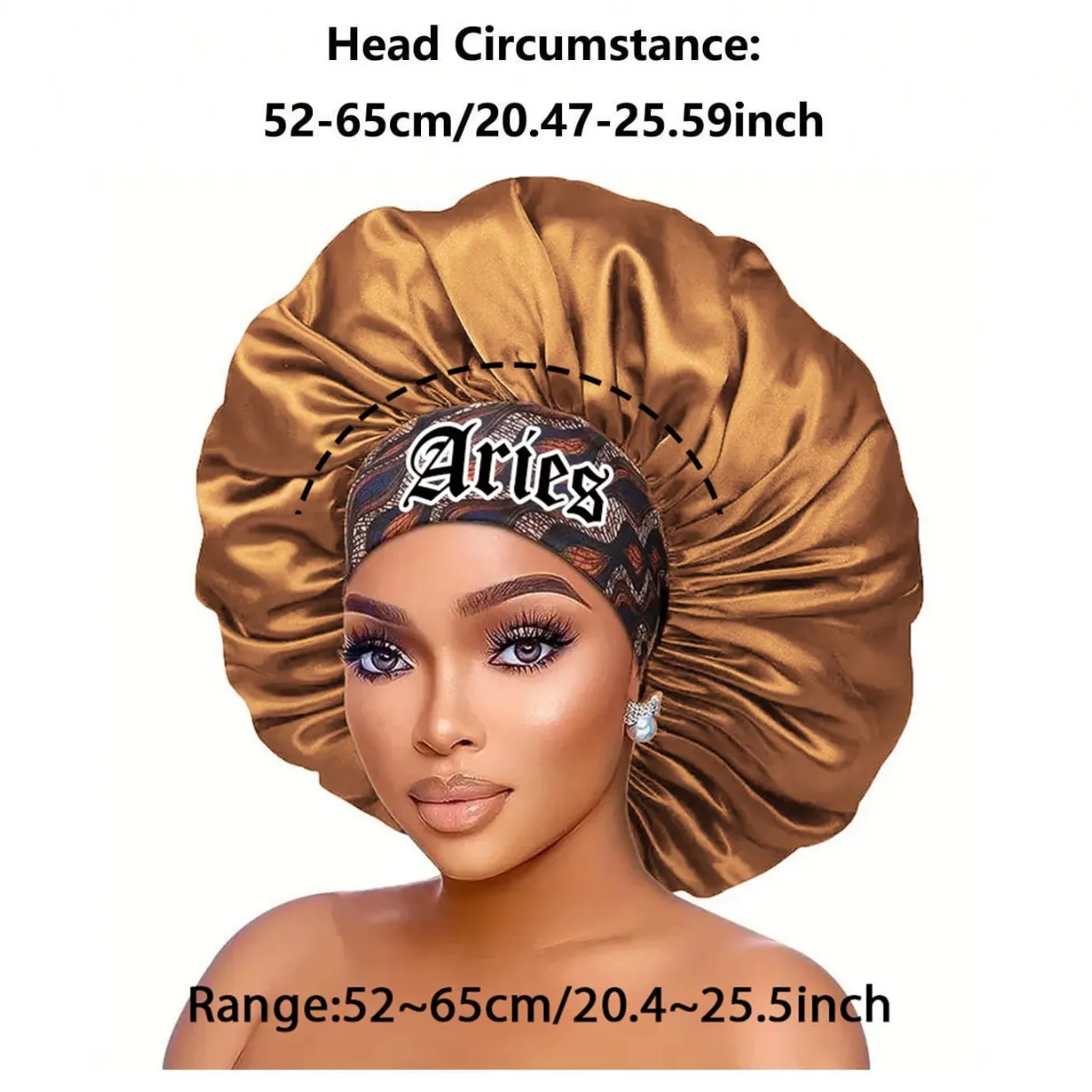 Hot-selling Elastic Simulation Silk Round Hat, Hair Care Cap, European and American Printed Twelve Constellations Satin Nightcap