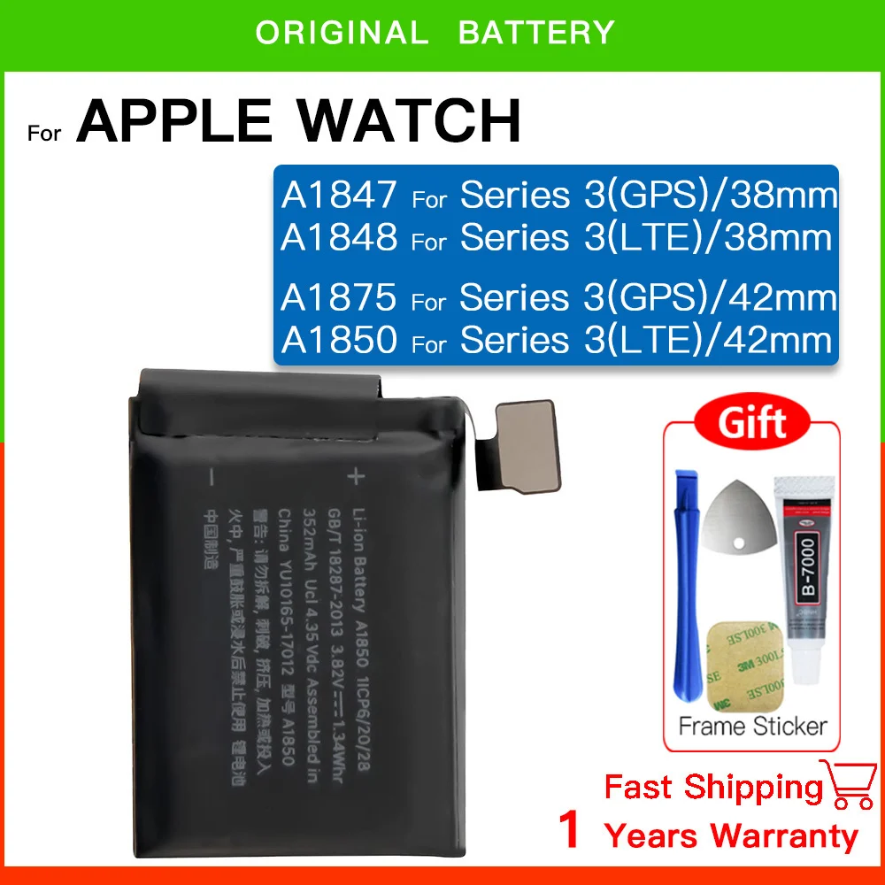 100 % neue Original-Ersatzbatterie für Apple Watch Serie 1 2 3 Bateria IWatch S1 S2 S3 GPS LTE 38 mm 42 mm Batterien + kostenlose Tools