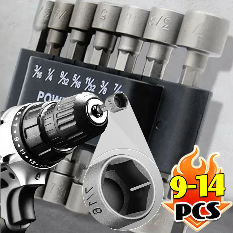 

Hex Sockets Sleeve Nozzles Nut Driver Drill Bit Screwdriver Wrench Set Hexagonal Hand Adapter Electric Impact Bolt Handle Tools