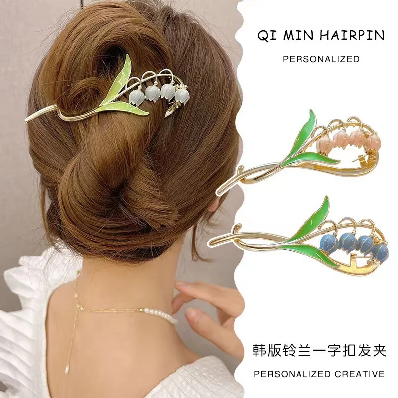 Elegant Flower One Line Hair Clip Metal Colorful Flower Hair Clip for Ladies and Girls Hair Decoration