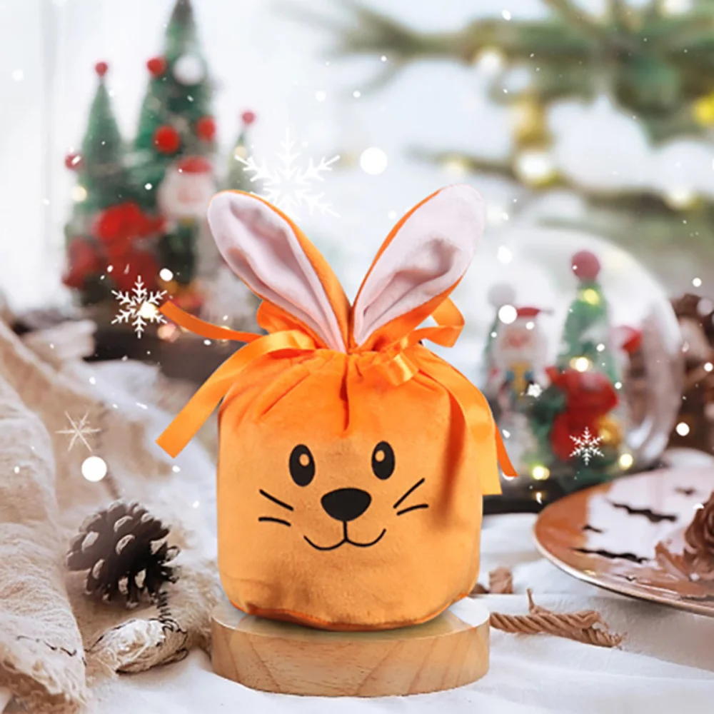 Easter Rabbit Easter Bunny Bag Creative Soild Color Velvet Gift Packing Bag Bunny Ears Easter Decoration Candy Bag New 2025