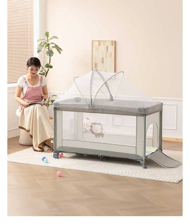 Foldable Portable Baby Cribs Child Kid Fence Baby Game Guardrail Bed