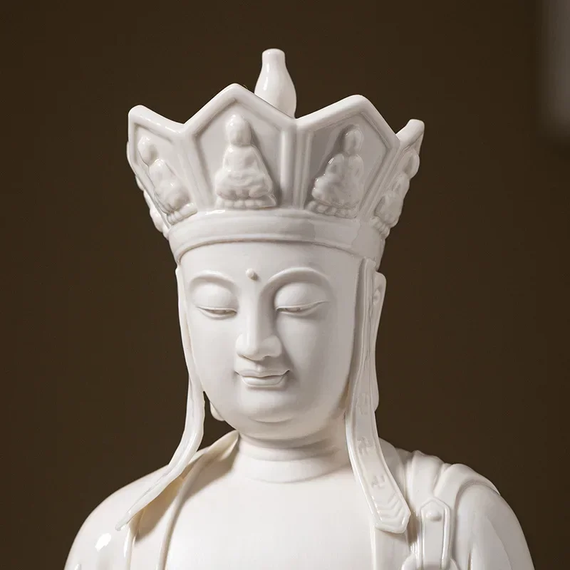 DSA White Porcelain Jiuhua Mountain Nanwu Wish Jizang Bodhisattva Buddha Statue Ceramic Jizang King Crafts Ornament