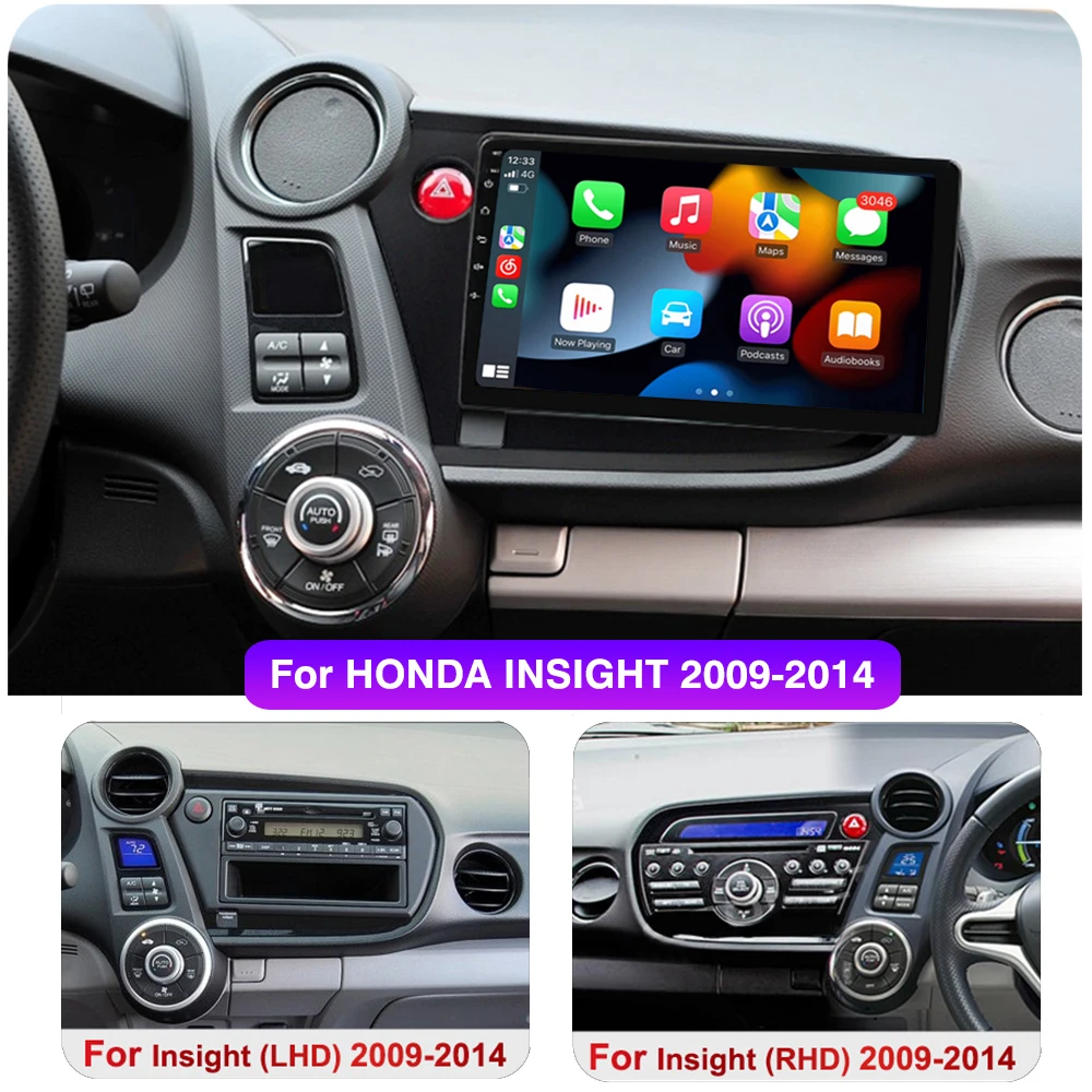 Android 15 Carplay Auto for Honda Insight 2 2009 2010 2011-2014 Car Radio Stereo GPS Navigation Multimedia Video Player NO 2Din