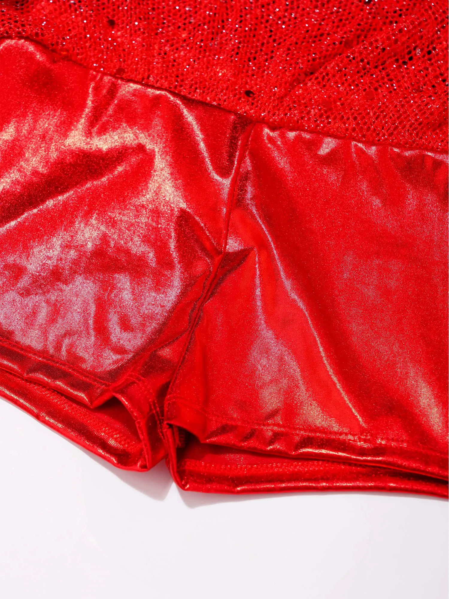 تنورة رقص الجاز للأطفال البنات تنورة ترتر لامعة مع شورت معدني مدمج بحزام خصر مطاطي لأداء رقص الباليه