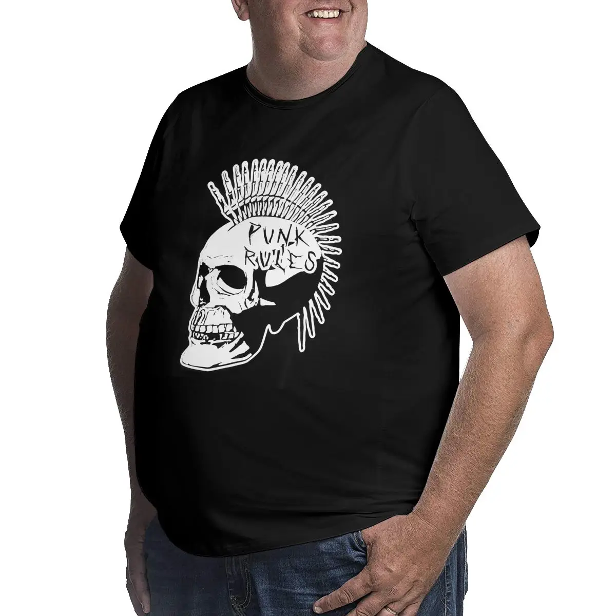 Skull Punks Plus Size T Shirts for Big and Tall Man Cotton Short Sleeve Oversized Top Tees 1X-6X Men's Tops Clothing