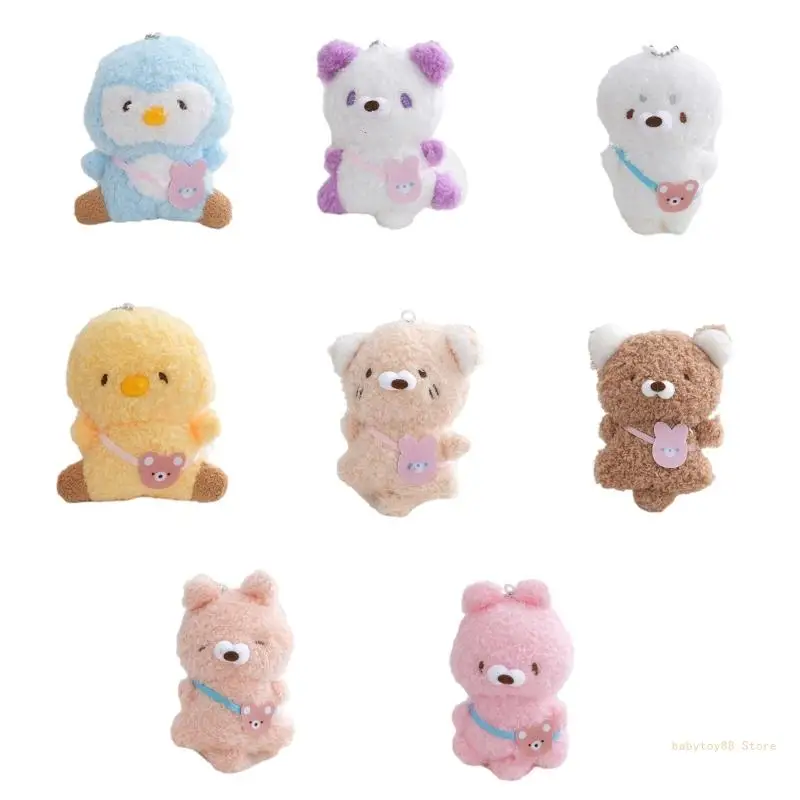 

Y4UD Cartoon Stuffed Animal Keychain Men Women Backpack Couple Pendant Keyring Birthday New Year Small Gifts