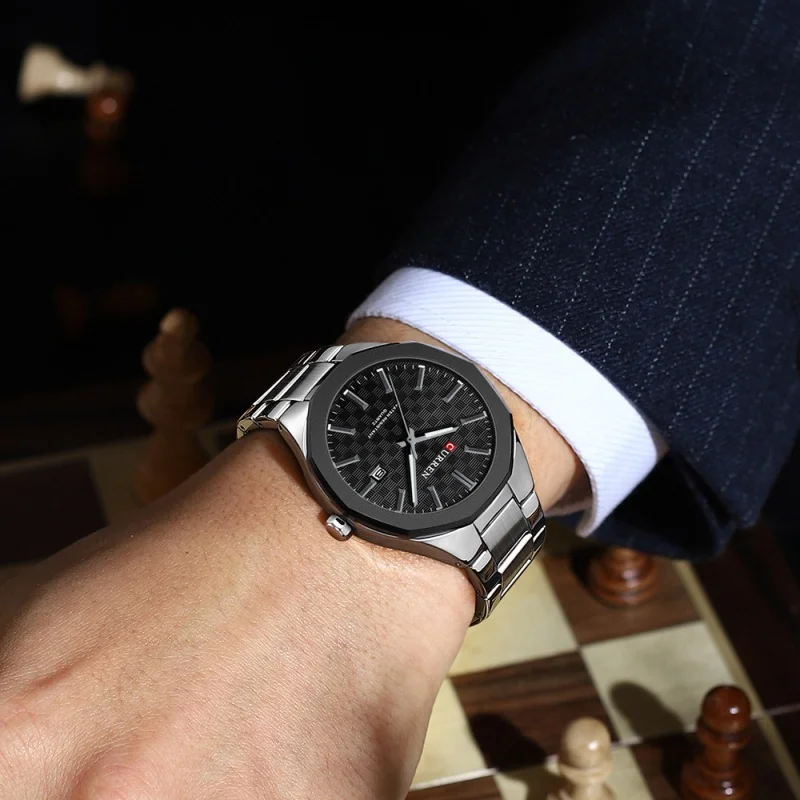 CURREN 8477 Business Quartz Watch for Men Waterproof Round Watch with Calendar Casual Men's Wristwatch