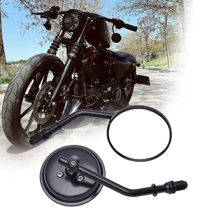 M8 Motorcycle Round Rearview Mirror Side Mirrors Retro Rear Mirrors for Harley Dyna Bobber Chopper Sportster Old School  Touring