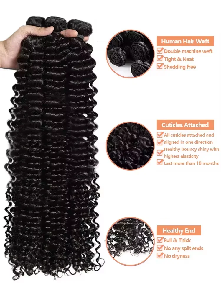 30 32 Inch burmese curly hair bundles 100% Unprocessed raw hair bundles Double Weft Deep Wave Human Hair 3 4 Bundles Extensions