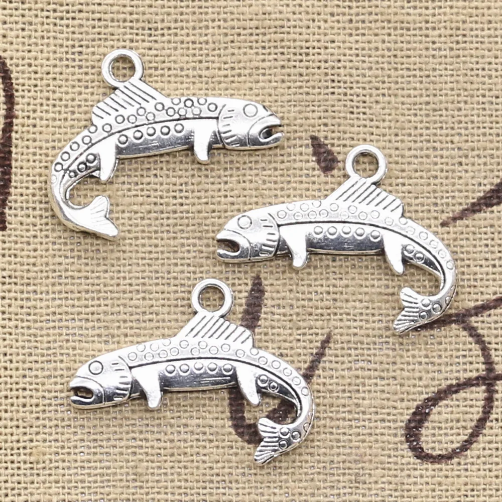 15pcs Charms Eel Fish 24x18mm Antique Silver Color Plated Pendants Making DIY Handmade Tibetan Silver Color Jewelry