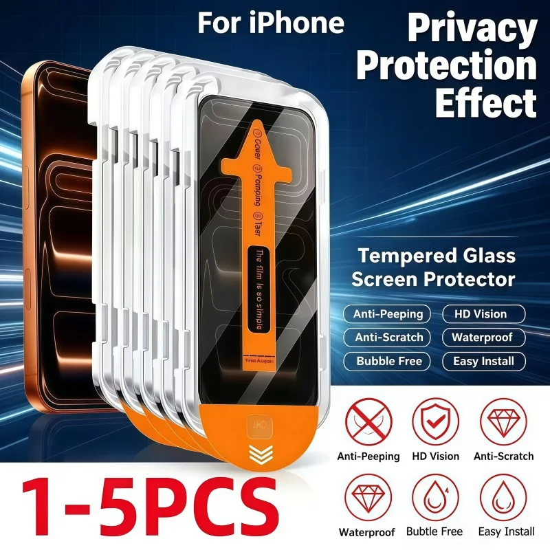 1-5 Stück einfach zu installierende Anti-Spionage-Schutzfolie, geeignet für iPhone 17Air 17 16 15 14 13 12 11ProMax Mini Plus XR XS