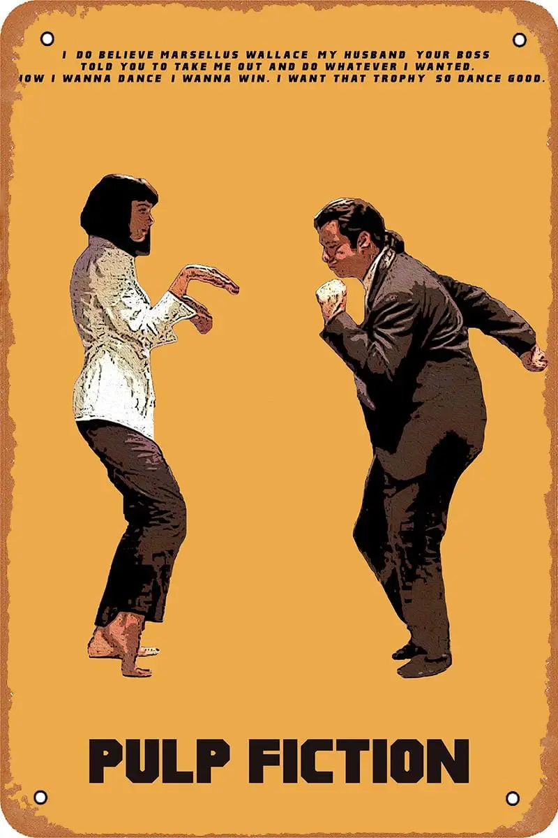 Pulp Fiction Filmplakat Blechschild Stil Metallschild für Wanddekoration