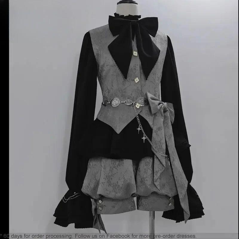 

Новинка 2025 года, плащ с капюшоном Ouji Lolita, накидка, короткие штаны, жилет, рубашка, Хэллоуин, Рождество, карнавальный костюм