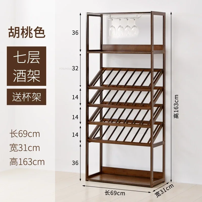 Wooden Bar Cabinet Vintage Vertical Drink Display Shelf Kitchen Home Nordic Buffet Wine Rack Standing Gabinete Bar Furniture