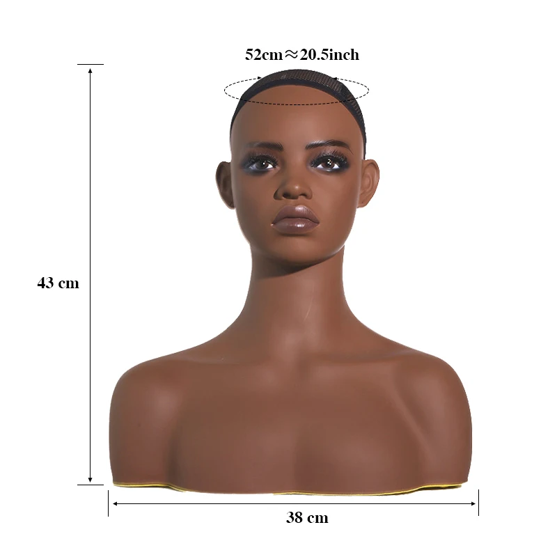 1Pcs Vollere Lippen Make-Up Perücken/Hut Display Kopf Afrikanische Mannequin Kopf Mit Schultern Für Perücken Display Pvc dummy Kopf Schaum Füllung