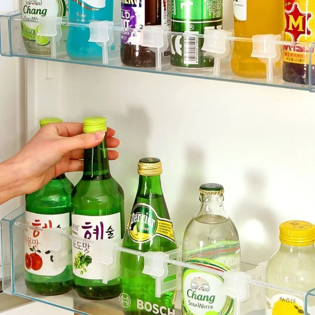 4 قطعة مقسم تخزين الثلاجة قسم تخزين الباب الجانبي فواصل يربك قابلة للتوسيع منظم رف زجاجات المطبخ