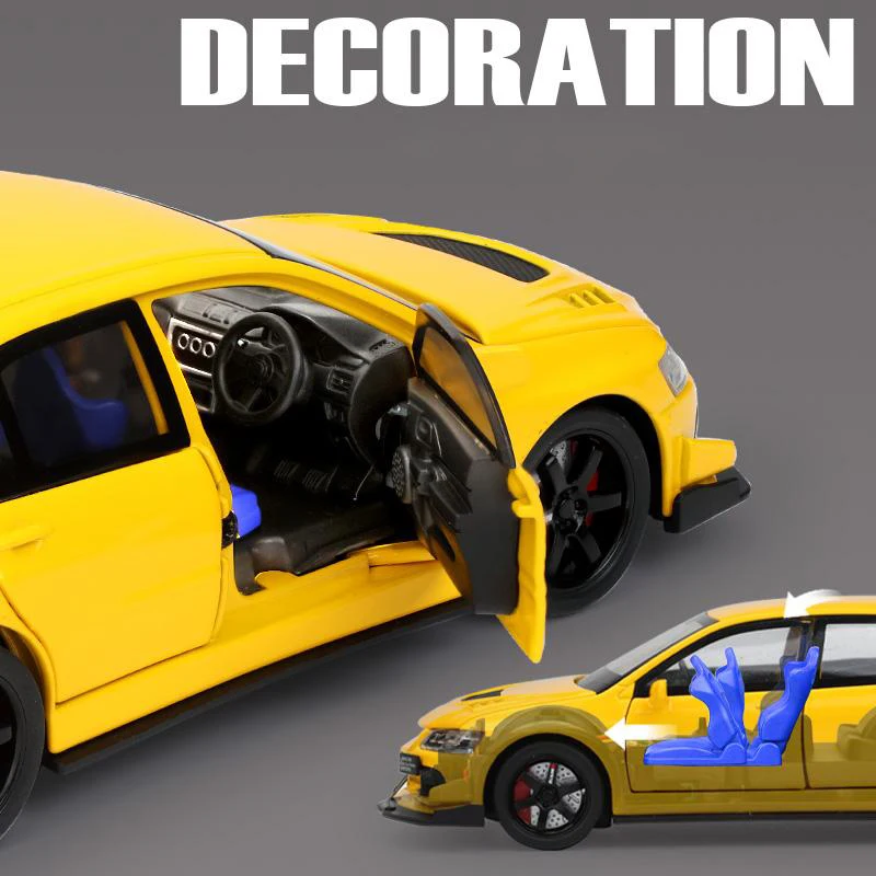 1:32 jdm mitsubishi lancer evolução liga modelo de carro muscular som e luz puxar para trás brinquedo das crianças colecionáveis presente aniversário