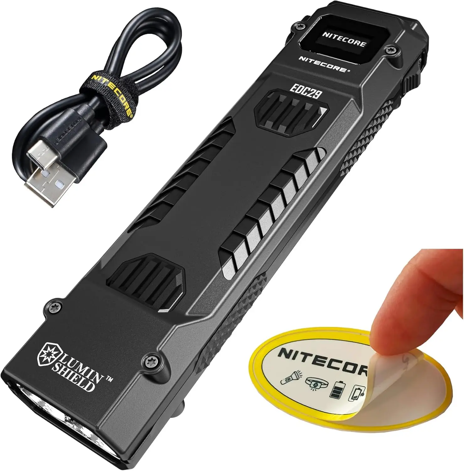 

6500 Lumen EDC Flashlight, USB-C Rechargeable Slim Flat Shape with Spotlight Floodlight Strobe