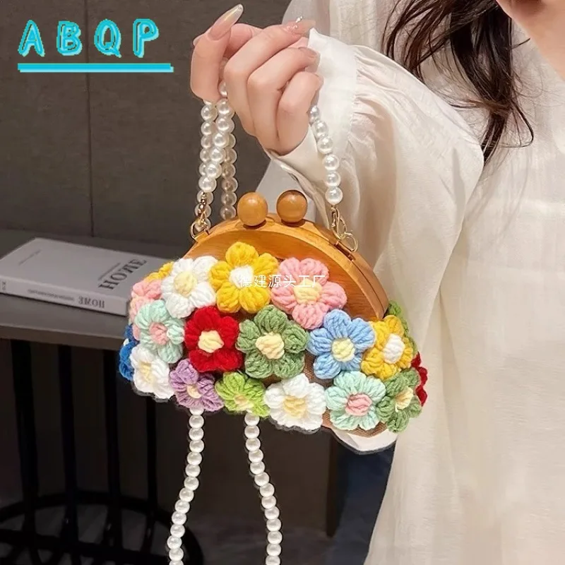 

Fairy Bag Summer New Forest Literature Art Flowers Pearl Shoulder Shell Bag Fashion Handbag Colorful Crossbody Purse