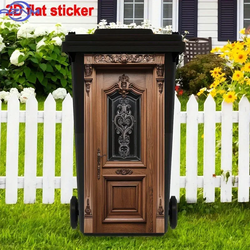 Trash Can Makeover Decal 2D Printed Art Sticker for Home Bin Decoration
