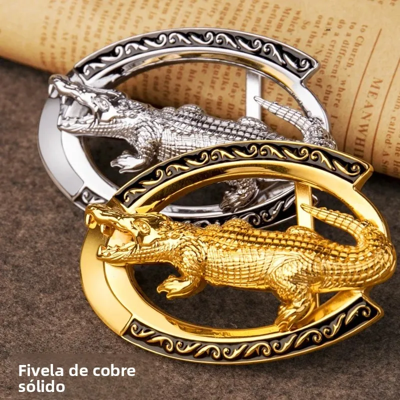 fashionable-durable-copper-round-crocodile-belt-buckle-new-style-versatile-smooth-clasp-belt-buckle-accessory