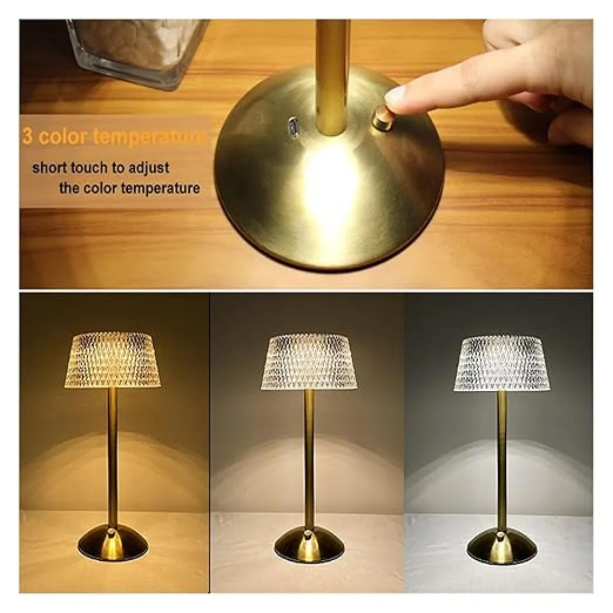 Minimally luxurious LED desk lamp, touch charging tri color lamp, bedroom, study, bedside atmosphere decoration