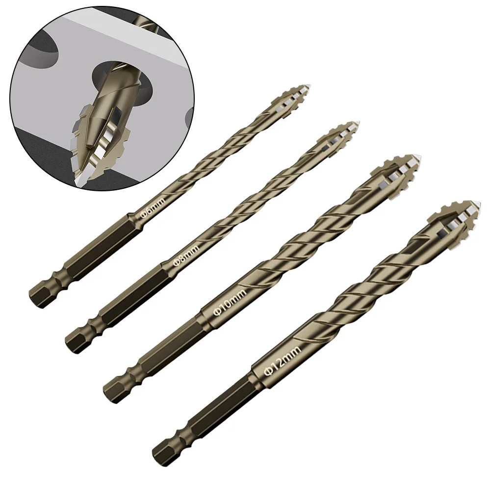 4pcs Eccentric Drill Bit Four-Flute Precision Drilling For Glass Tile Ceramic Punching Rock Slab Triangle Drill Bit