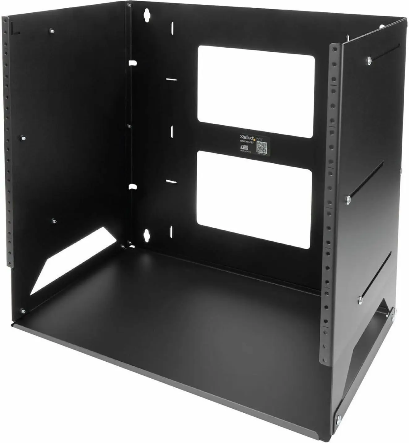 Open Frame Wall Mount Network Rack with Built-in Shelf, Wall Mount Data Rack with Adjustable Depth for AV