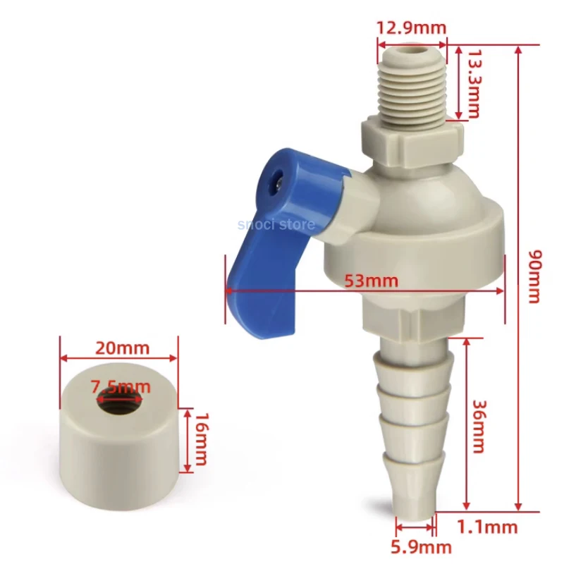 1/4 "ذكر الموضوع PPH صمام أخذ العينات PPR مختبر Vall صمام معبد خرطوم موصل سريع ملحقات معالجة المياه