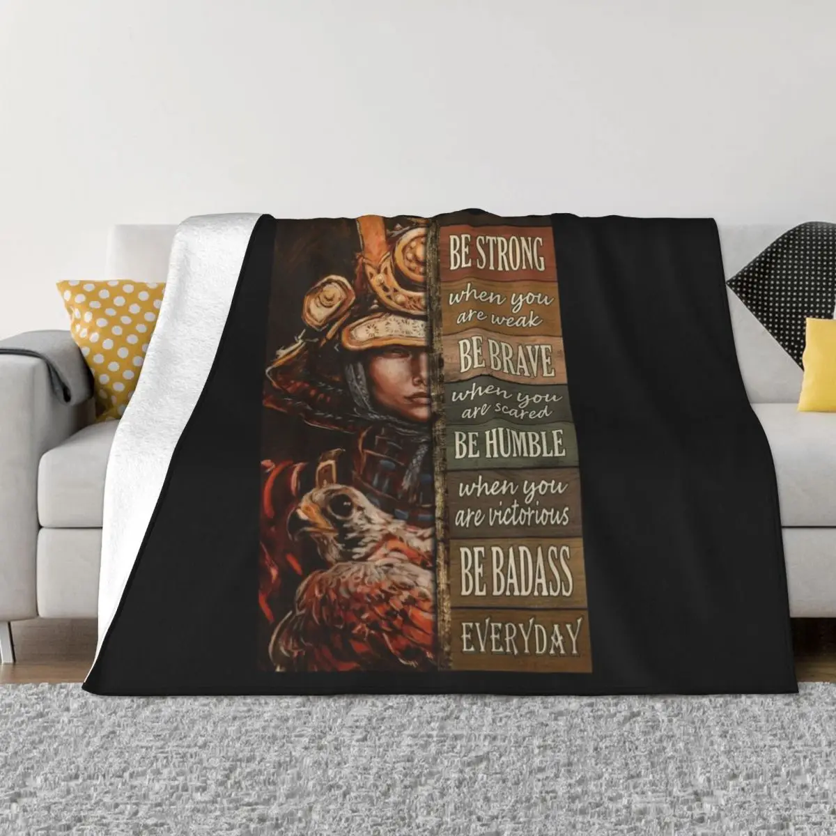 

Female samurai be strong brave humble Throw Blanket Fluffy Shaggy Blanket Decorative Throw Blanket