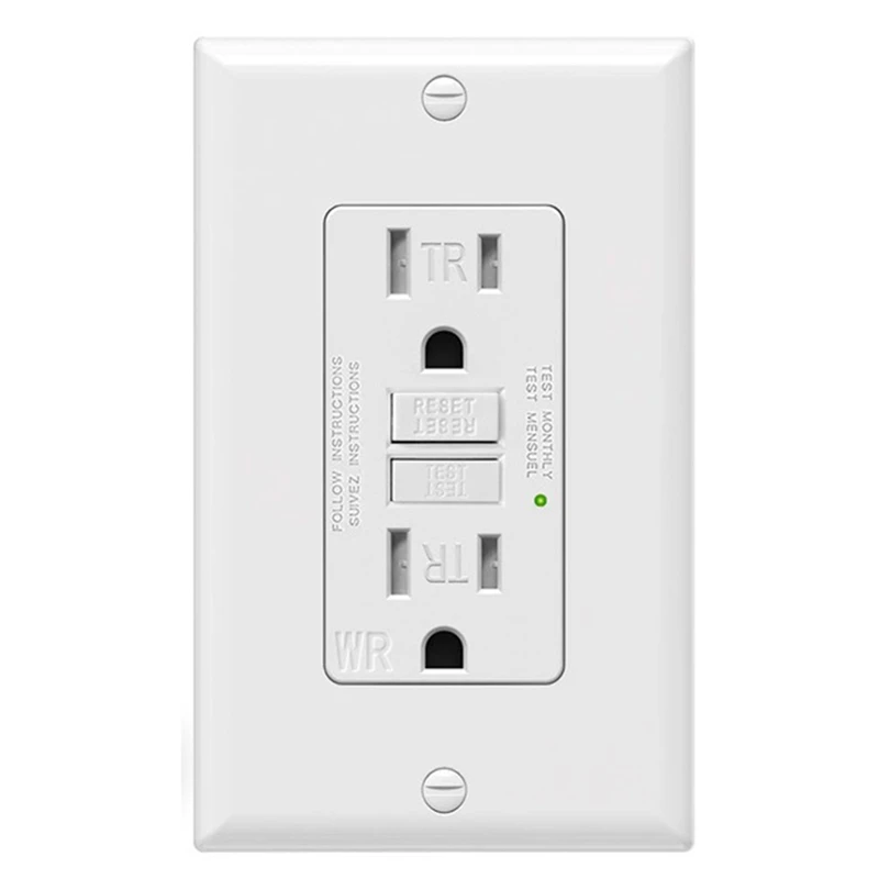 GTBL GFCI Outlet 15 Amp, Self-Test GFI Electrical Outlet, Tamper Resistant GFCI Receptacle With Wall Plate