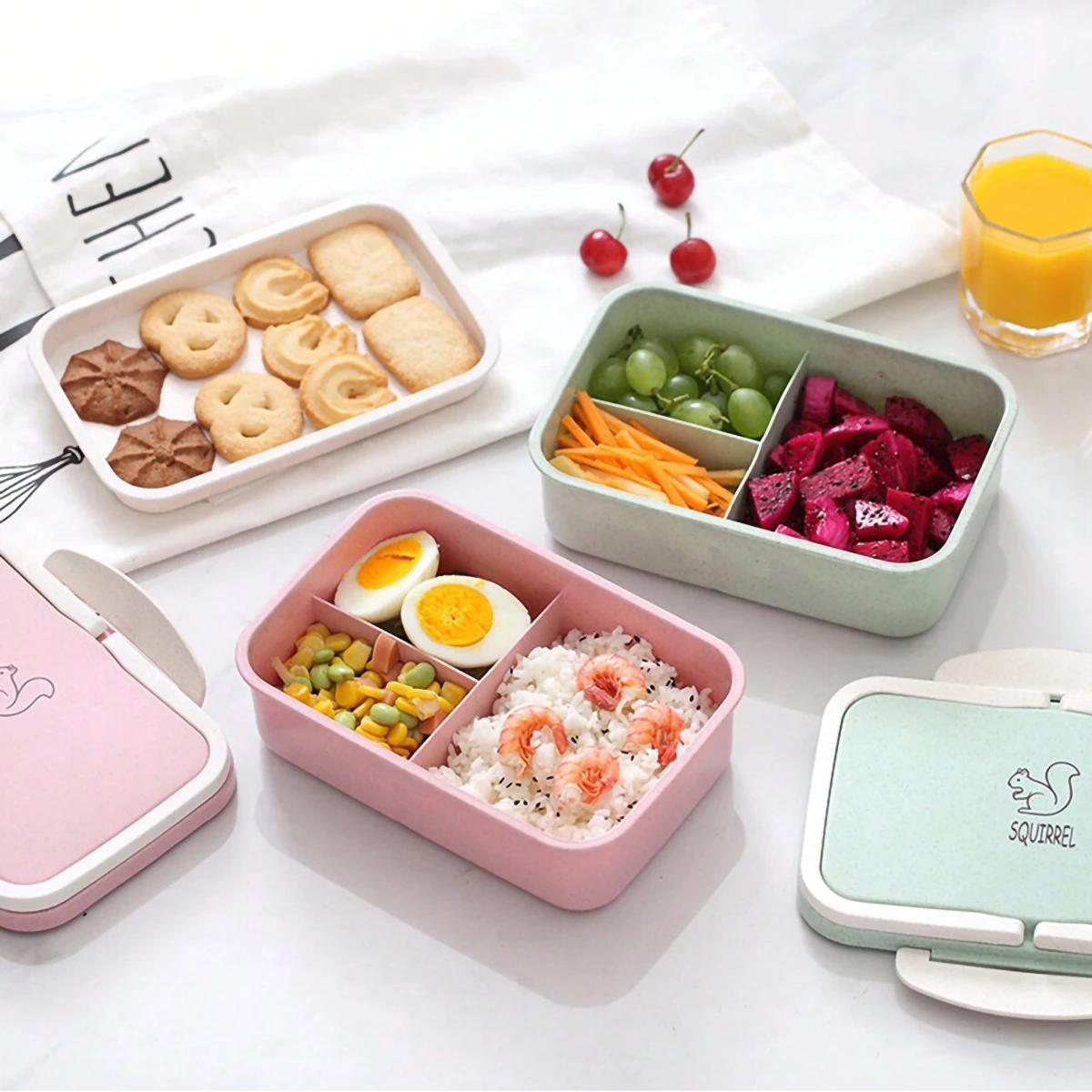 1 Stück Mikrowelle Lunchbox, Weizens troh Bento Box, Kunststoff Lebensmittel behälter, Küchen zubehör