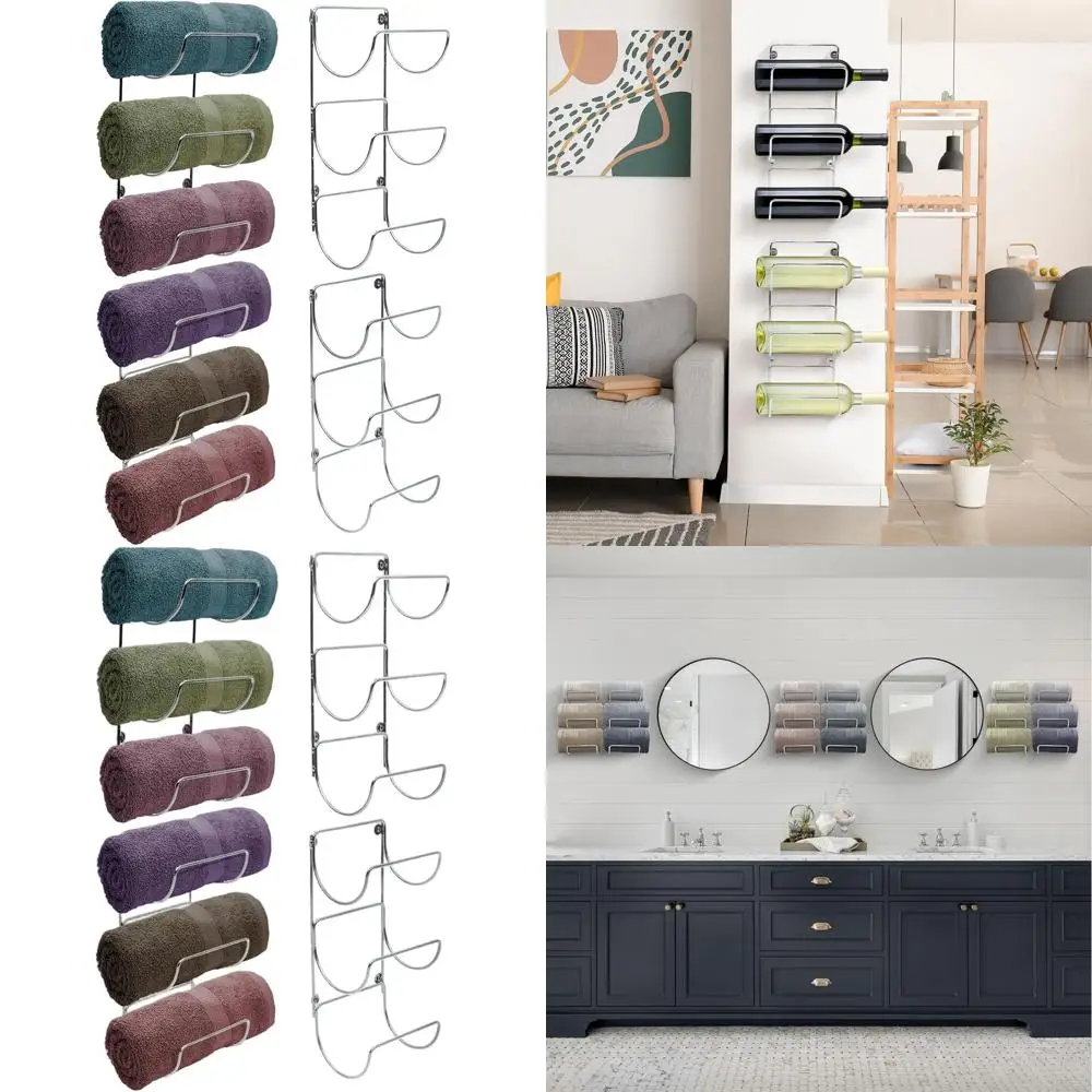 

12-Tier Wall-Mounted Towel Rack for Bathroom - Holds Rolled Towels, Washcloths, Linen - Ideal for Spa and Storage Needs