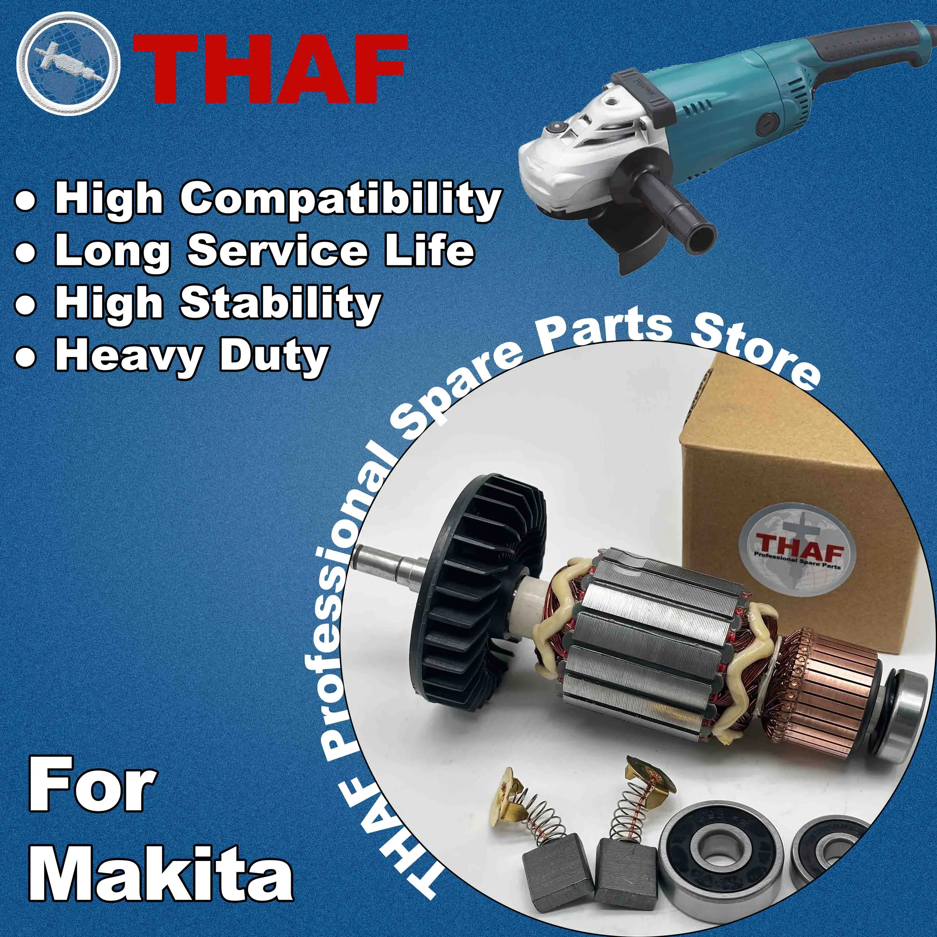 AC 220V 240V 9067 9069 Armature Rotor For MAKITA Angle Grinder Spare Parts Grinder 518705-3
