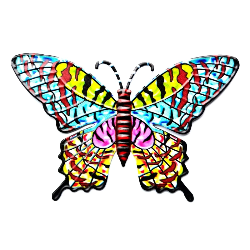 Colorful Iron Butterfly Wall Decor Simulation Insect Ornament Garden Art Metal Hanging Pendant for Indoor Outdoor Wind Chimes