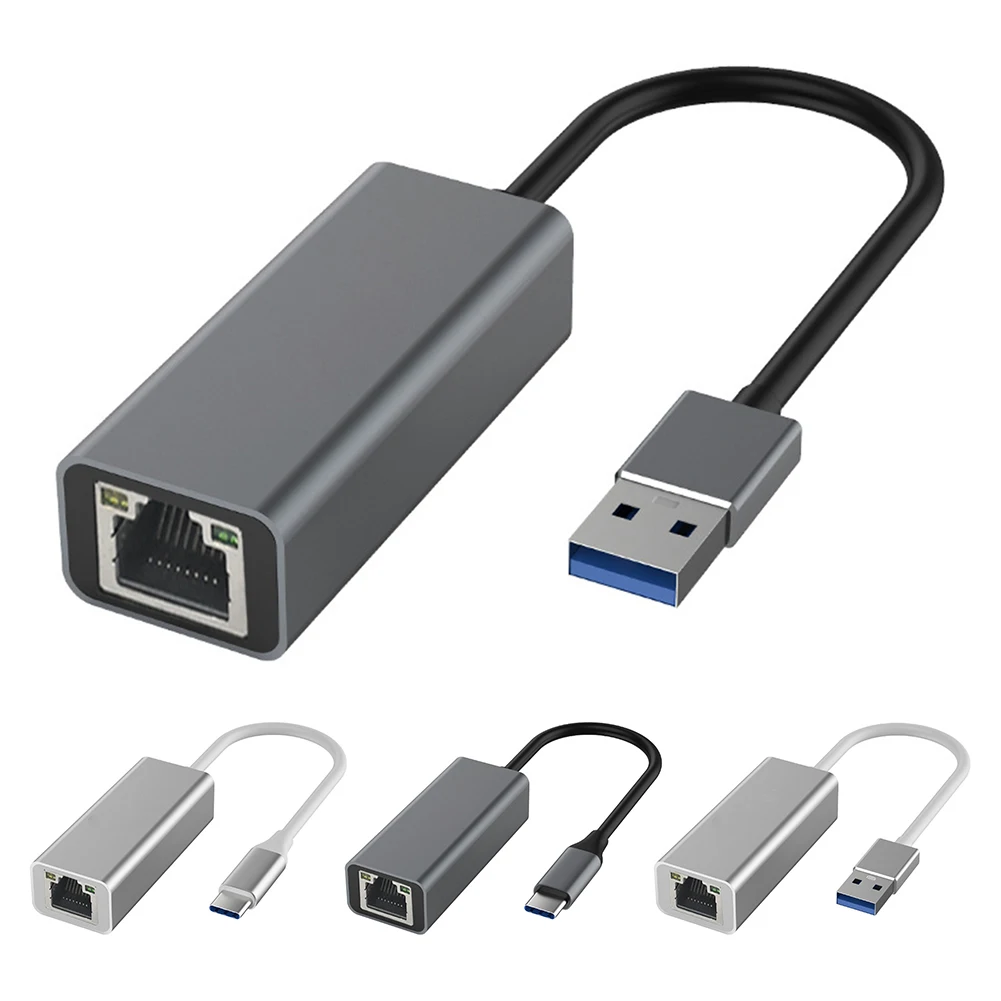 Type-C To RJ45 Gigabit Ethernet LAN Network Adapter 10/100/1000Mbps USB Network Card USB Type-C Wired LAN Adapter Aluminum Alloy