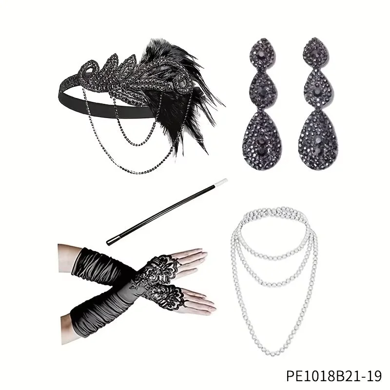 

PESENAR 1920s Costume and Accessories Set, Suitable for 1920s Themed Party and Cosplay