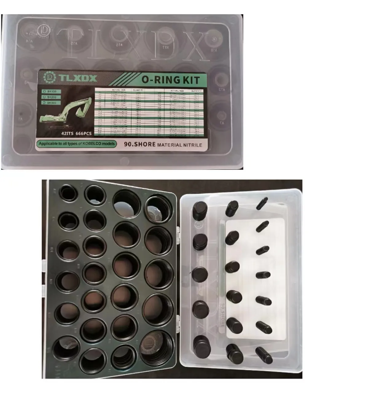 TLXDX NBR 90° 666 PCS O-RING KIT BOX  FOR KOBELCO EXCAVATOR SK135SR 250-8 330 350