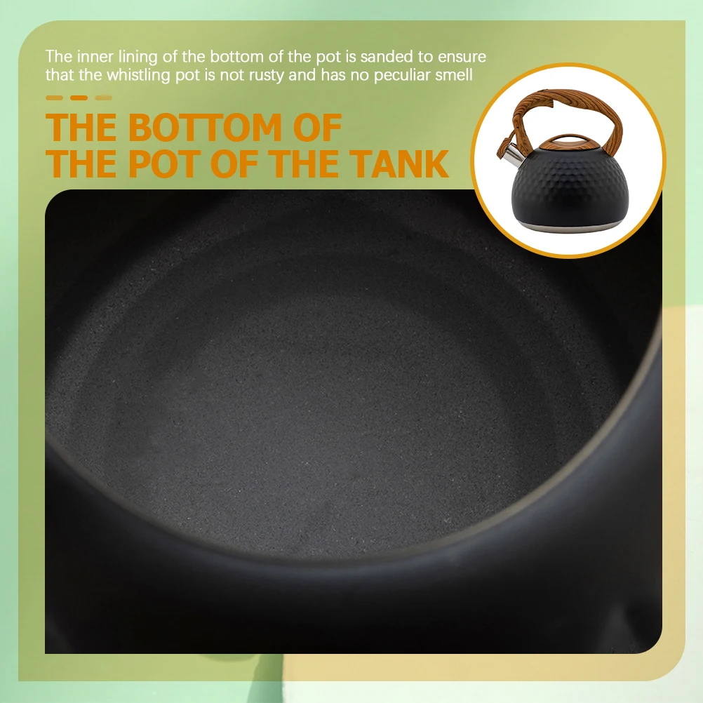 

Black 3L Kettle Stovetop Ergonomic H Stainless Steel Anti Corrosion High Temperature Practical Home Office