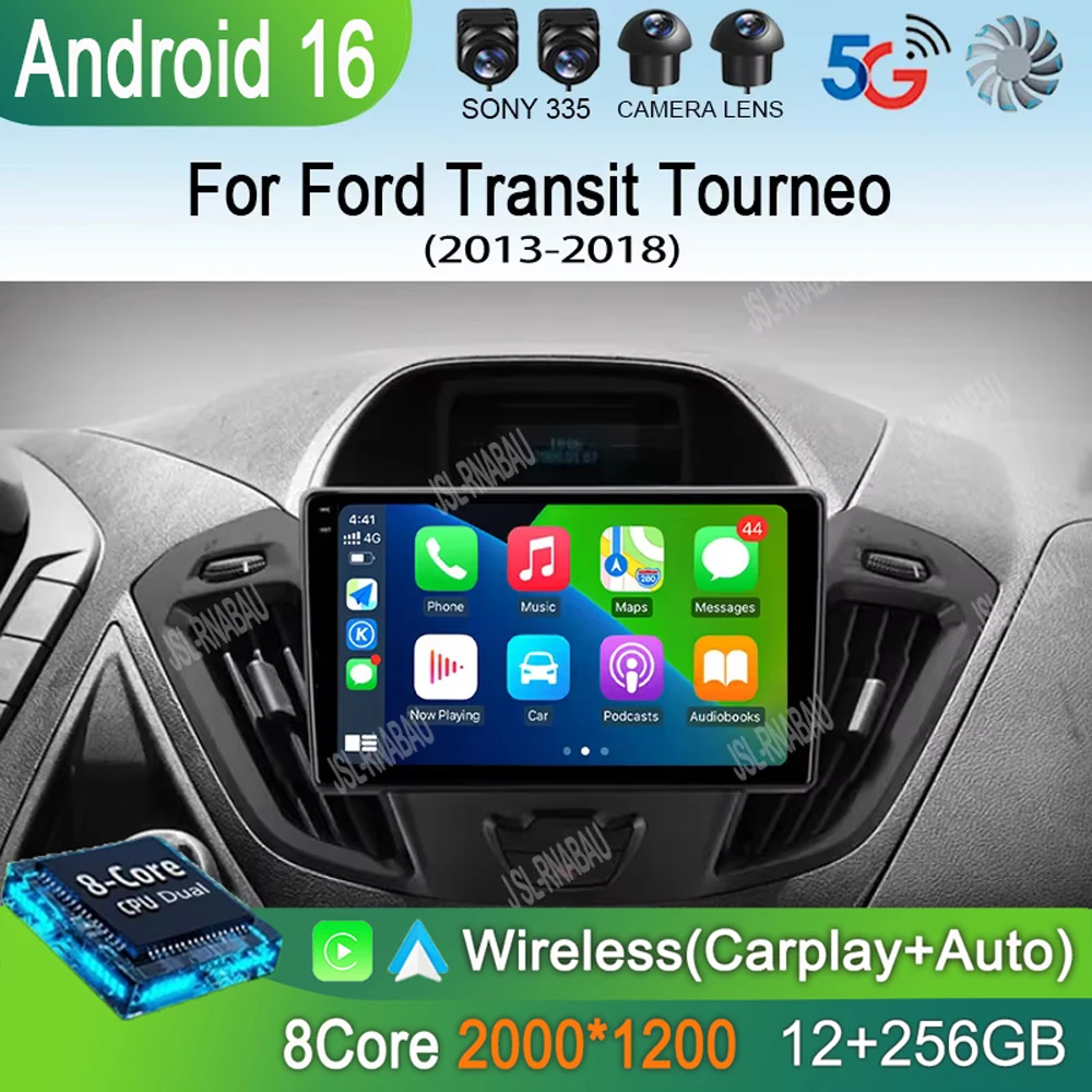 Android 16 Carplay Auto For Ford Transit Tourneo Custom 2013-2021 Navigation Car Radio 2 Din Multimedia Player Head Unit Stereo