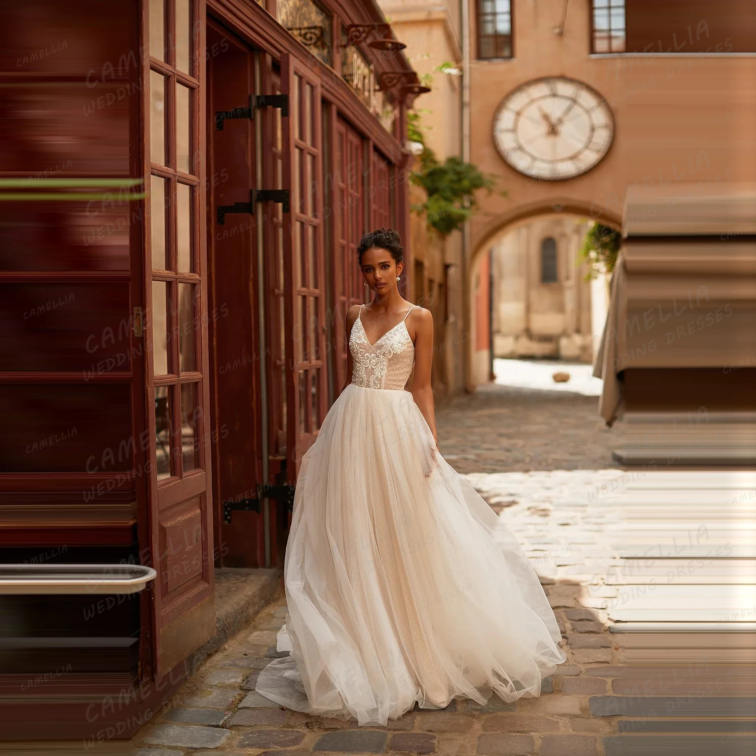 

Simple Elegant Women's Wedding Dresses A Line Sleeveless V Neck Backless Bridal Gowns Princess Party Vestido De Novia Customized