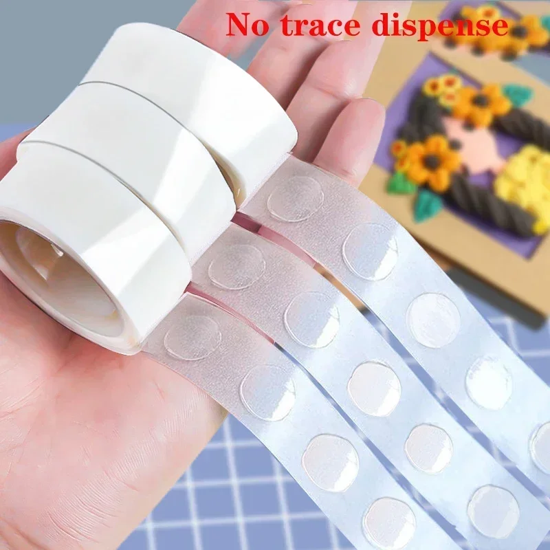 Student Double Sided Round Dot Stickers, Transparent No Trace High Viscosity Adhesive, Multifunctional Fixed Dots