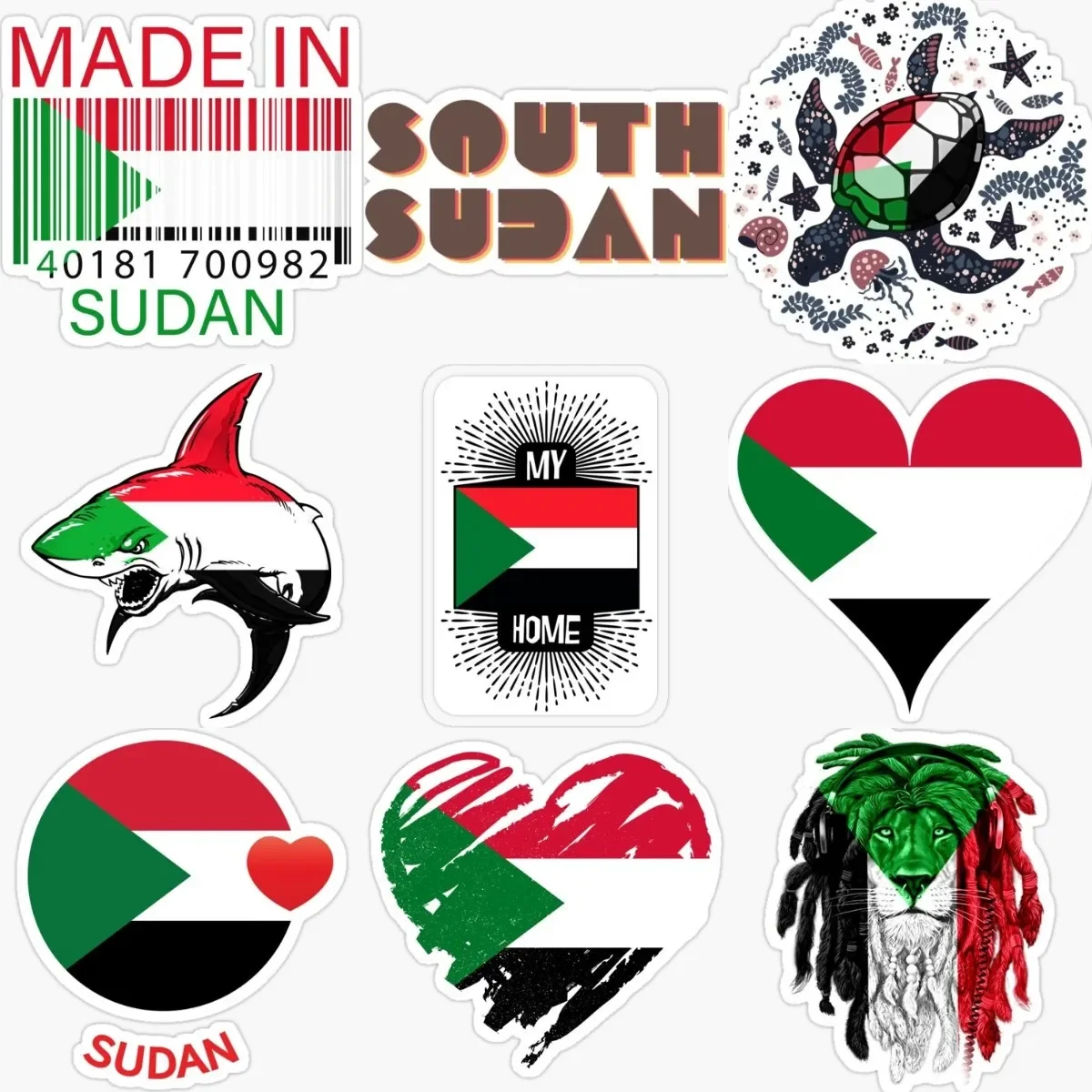 

Creative SD Sudanese Flag Love Sticker Motorcycle Truck Book Accessories Wall Window Bicycle Van Room Glass Helmet Racing Decal